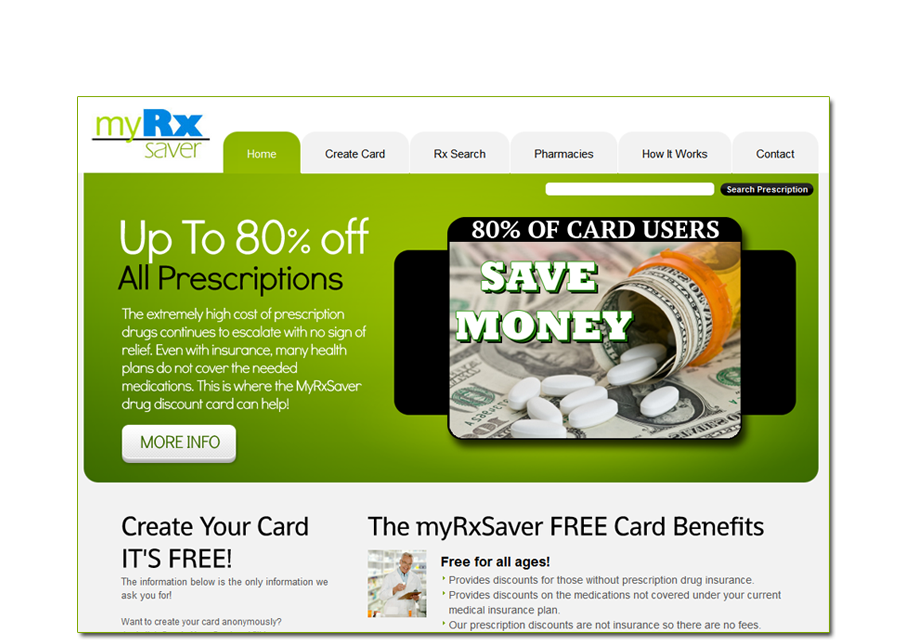 MyRxSaver.com is hosted and promoted by CCI, saving people 80% on prescription medications.